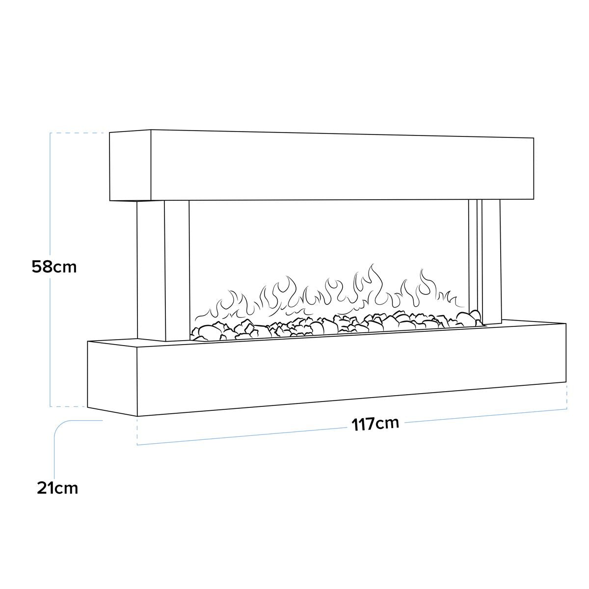 Baridi DH113 Wall Mounting Electric Fireplace with LED Flame Effect 46" - White | 230V~50Hz, Timer, Remote Control | Create a relaxing and cozy space