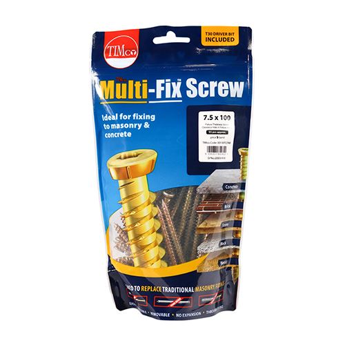 TIMCO Multi-Fix Concrete Screw - ZYP 7.5 x 100 Gold Pack 55