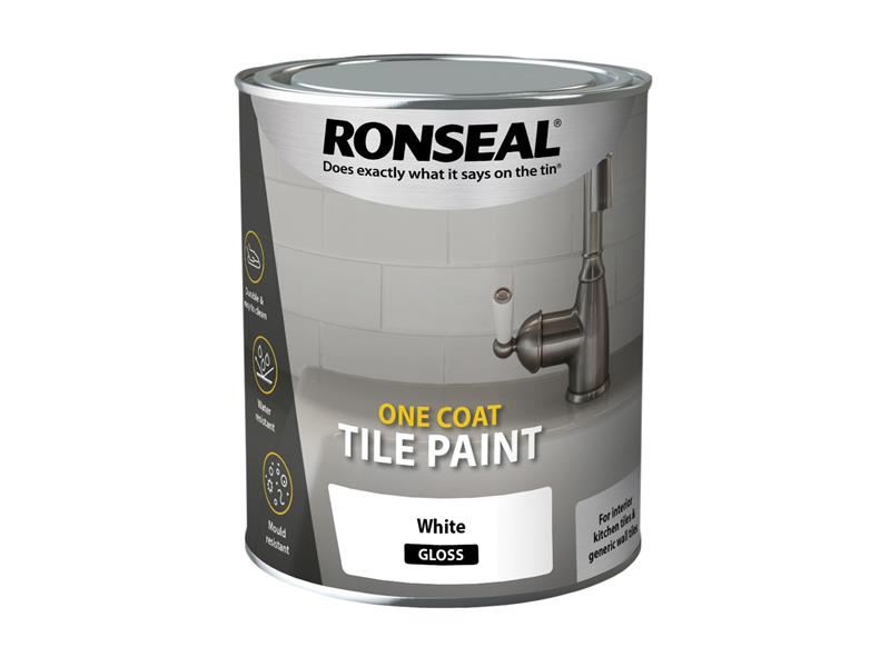 Ronseal 37675 One Coat Tile Paint White Gloss 750ml