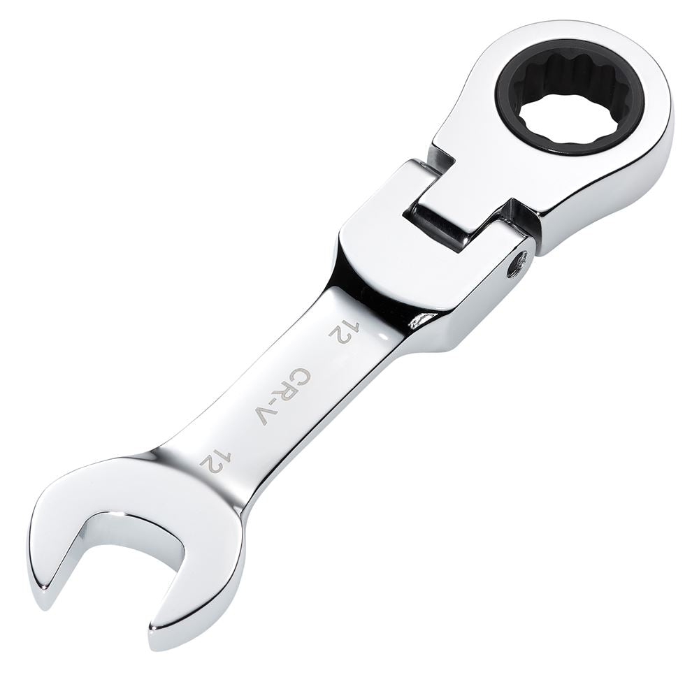 Draper 12MM STUBBY FLEX RACT. SPANNER 27968 27968 HI-TORQ® Metric Stubby Flexible Head Ratchet Combination Spanner