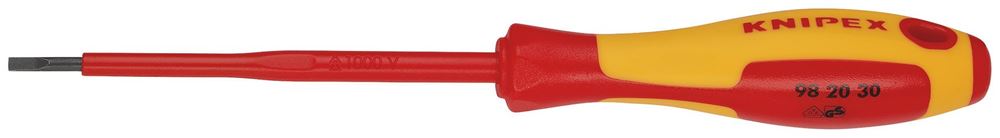 Draper 3MM SLOTTED SCREWDRIVER 98 20 30 VDE Insulated Screwdriver, 3.0 x 100mm