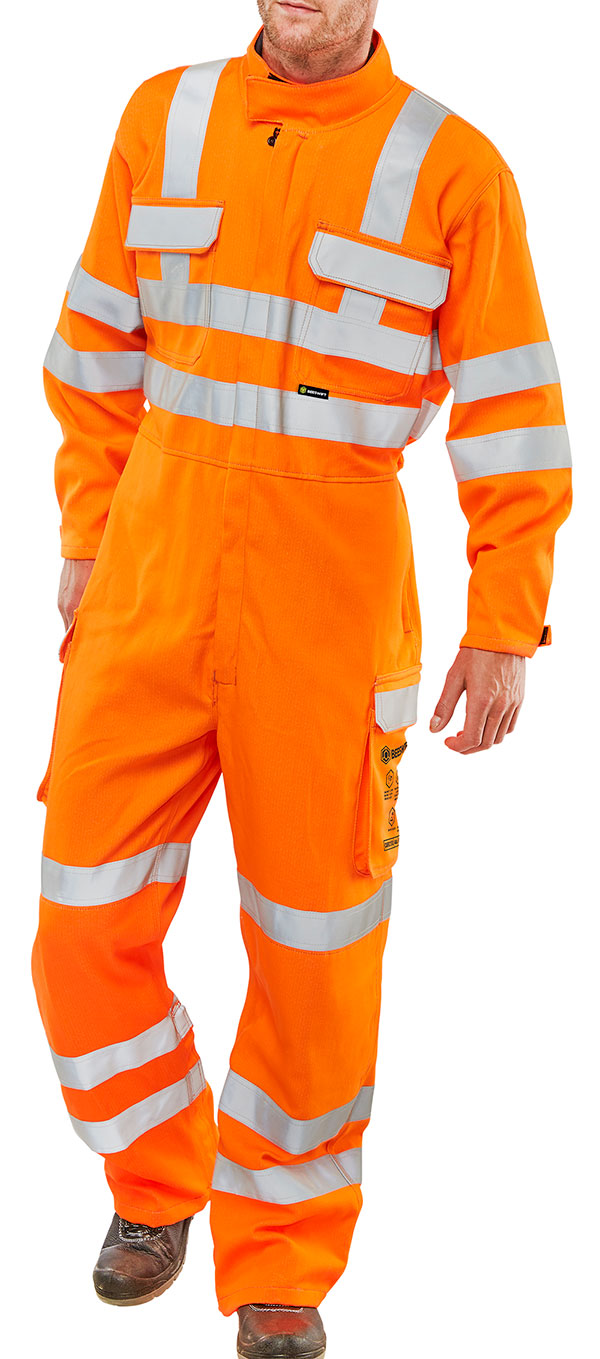 BEESWIFT ARC COMPLIANT HI-VIS RAIL SPEC BOILERSUIT ORANGE 50