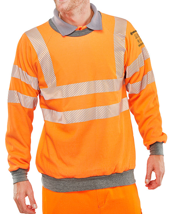 BEESWIFT ARC COMPLIANT HI-VIS RAIL SPEC SWEATSHIRT ORANGE L