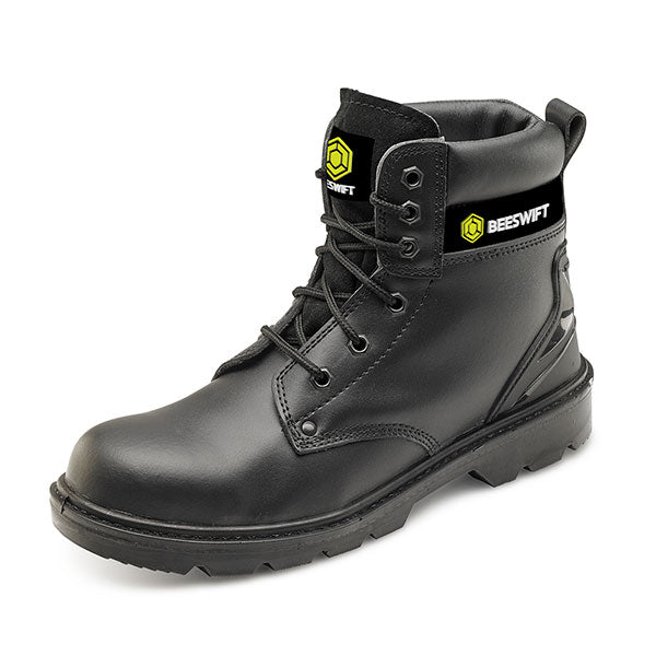 Beeswift 6 Eyelet MS Safety Boot Sz 13 - Black Smooth leather
