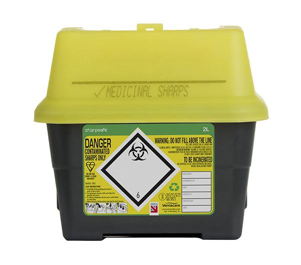 SHARPSAFE SHARPS BIN 2LTR YELLOW 2LTR