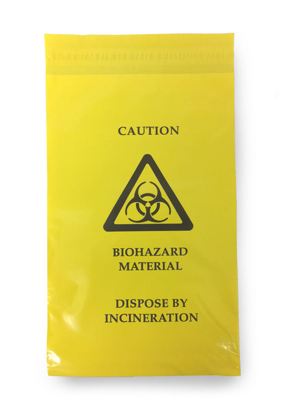 CLICK MEDICAL SELF SEAL WASTE BAG 205 X 305MM YELLOW 205 X 305MM
