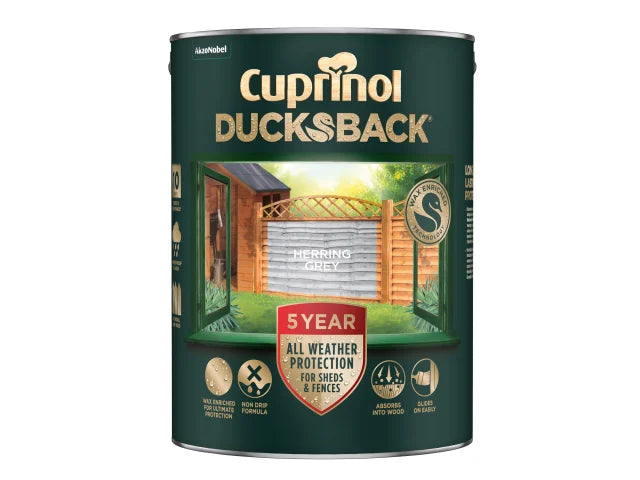 CUP Ducksback 5 Year Waterproof for Sheds & Fences Herring Grey 5 litre