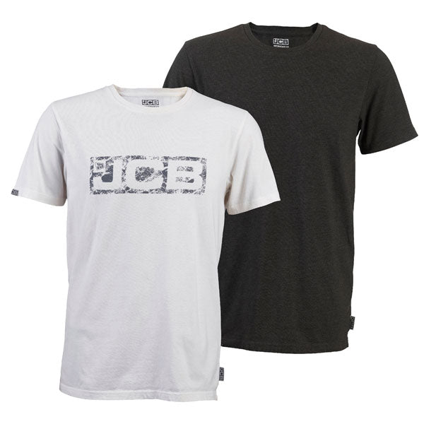 JCB WORKWEAR ESSENTIAL TWIN PACK T-SHIRTS WHITE/GREY M