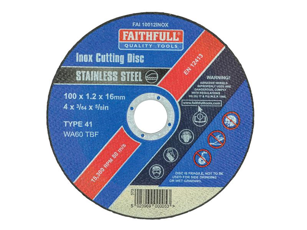 Faithfull FAI10012INOX Inox Cutting Disc 100 x 1.2 x 16mm |