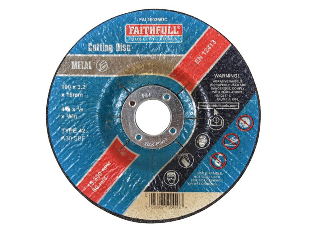 Faithfull FAI1003MDC Depressed Centre Metal Cut Off Disc 100 x 3.2 x 16mm |