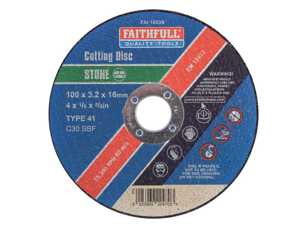 Faithfull FAI1003S Stone Cut Off Disc 100 x 3.2 x 16mm |