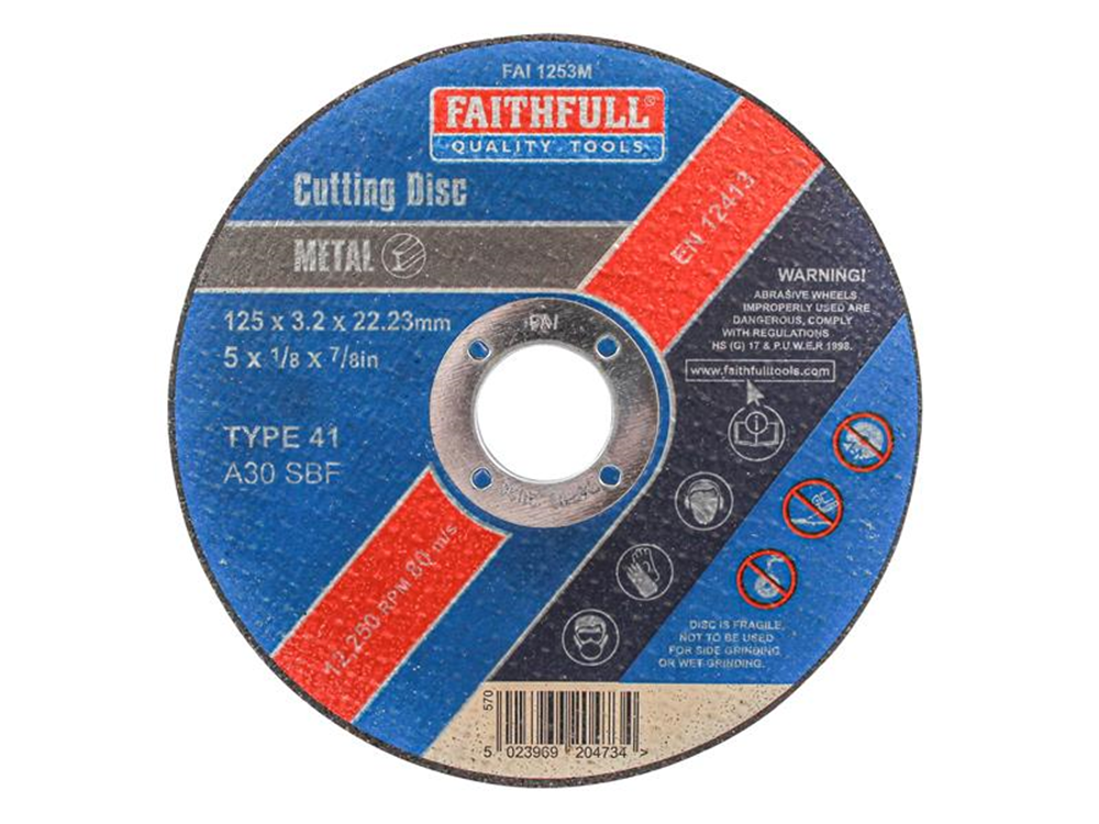 Faithfull FAI1253M Metal Cut Off Disc 125 x 3.2 x 22.23mm |