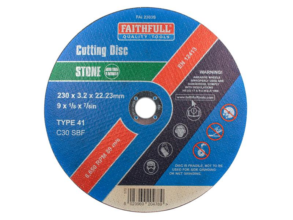Faithfull FAI2303S Stone Cut Off Disc 230 x 3.2 x 22.23mm |