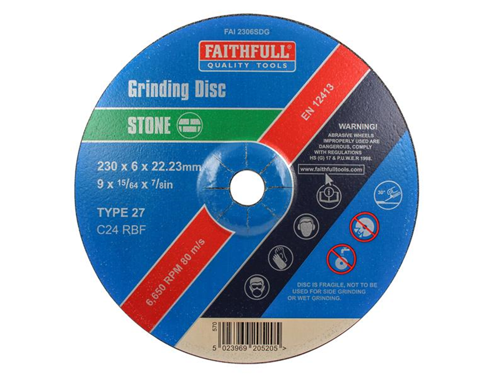 Faithfull FAI2306SDG Depressed Centre Stone Grinding Disc 230 x 6 x 22.23mm |