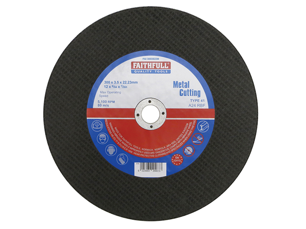 Faithfull FAI3003522M Metal Cut Off Disc 300 x 3.5 x 22.23mm |