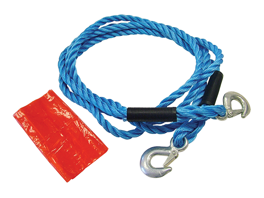 Faithfull FAIAUTR2TON Tow Rope 4m Metal Hooks 2 Tonne |
