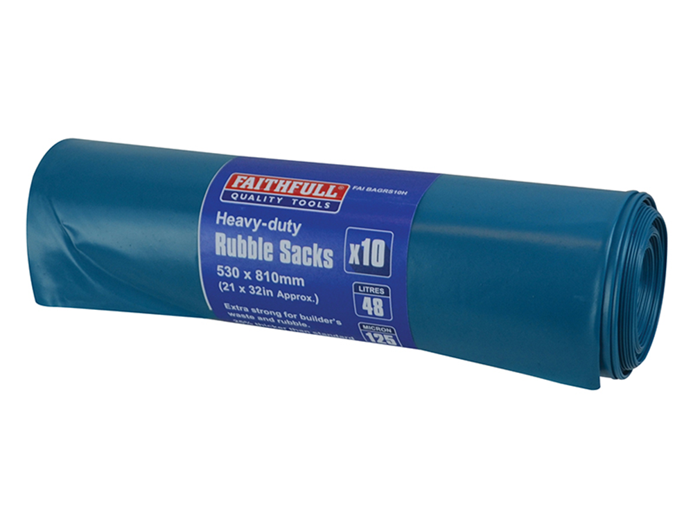 Faithfull FAIBAGRS10H Blue Heavy-Duty Rubble Sacks (10) |