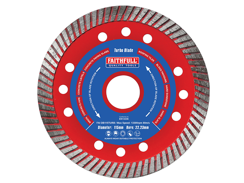 Faithfull FAIDB115TURB Turbo Cut Diamond Blade 115 x 22mm |