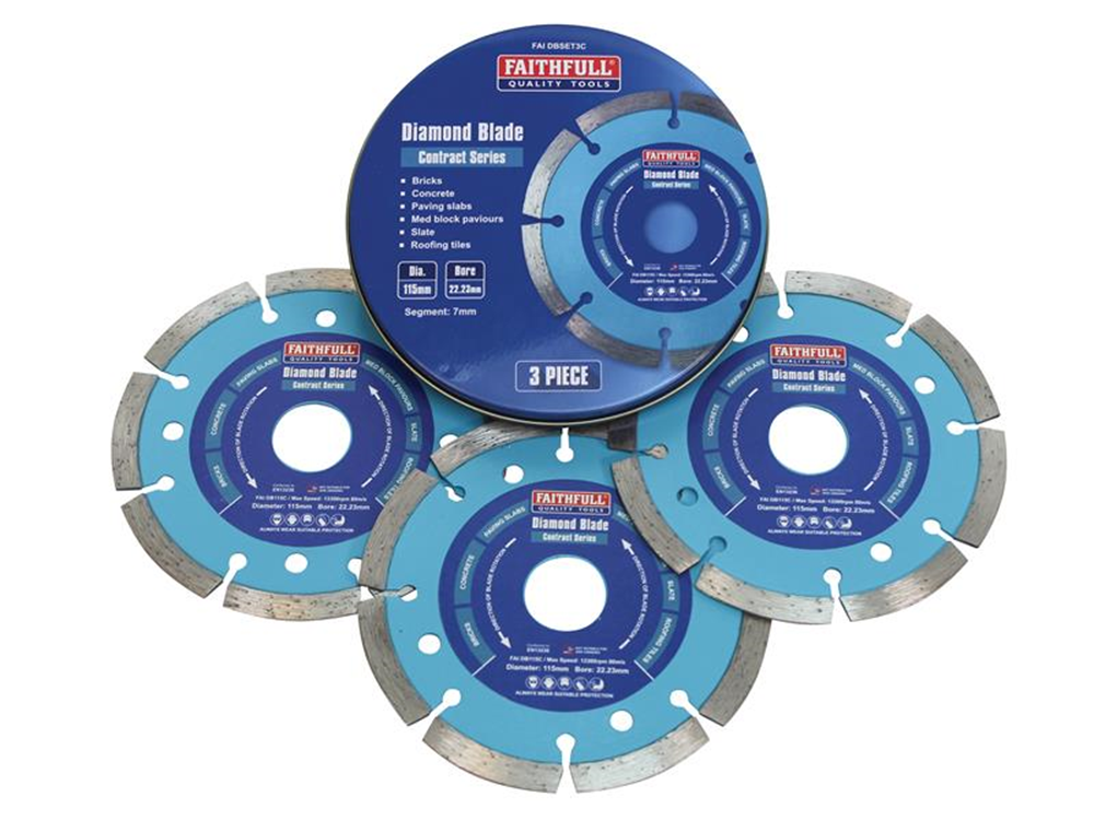 Faithfull FAIDBSET3C Contract Diamond Blades 115 x 22.2mm (Pack 3) |