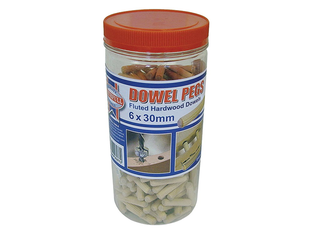 Faithfull FAIDOW6300T Wood Dowels Fluted 30 x 6mm (Tub 300) |