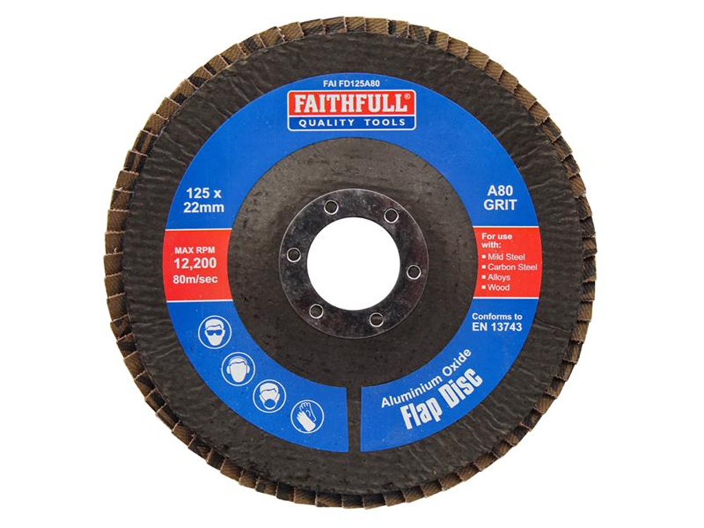 Faithfull FAIFD125A80 Aluminium Oxide Flap Disc 125 x 22mm 80 Grit |