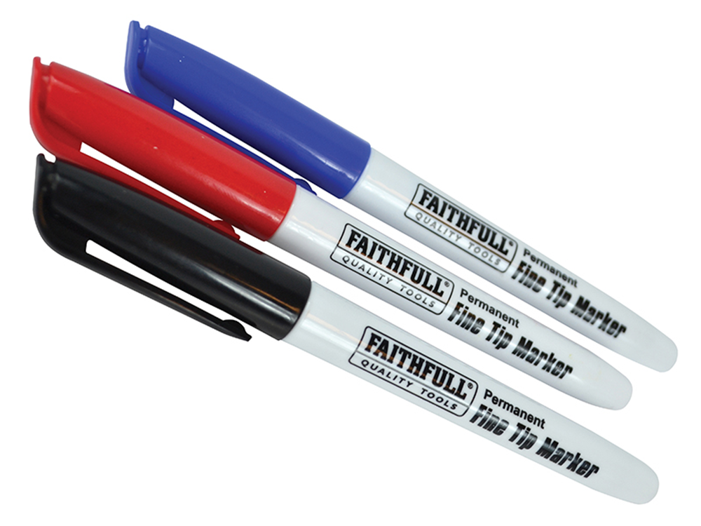 Faithfull FAIFTMMIX3 Fibre Tip Marker Pen Mixed (Pack of 3) |