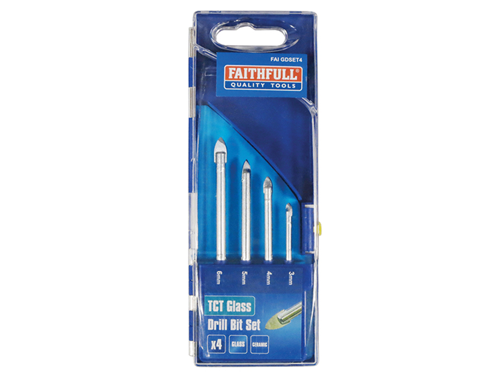 Faithfull FAIGDSET4 Tile & Glass Drill Bit Set of 4 (3-6mm) |