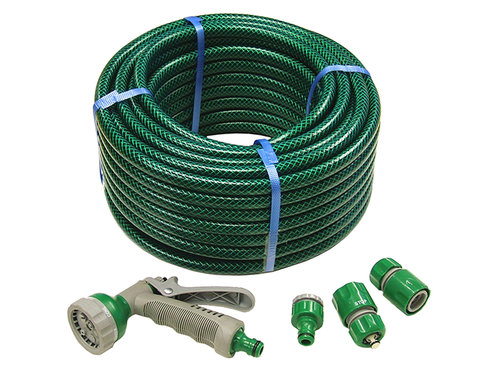 Faithfull FAIHOSE30AV PVC Reinforced Hose 30m Fittings & Spray Gun |