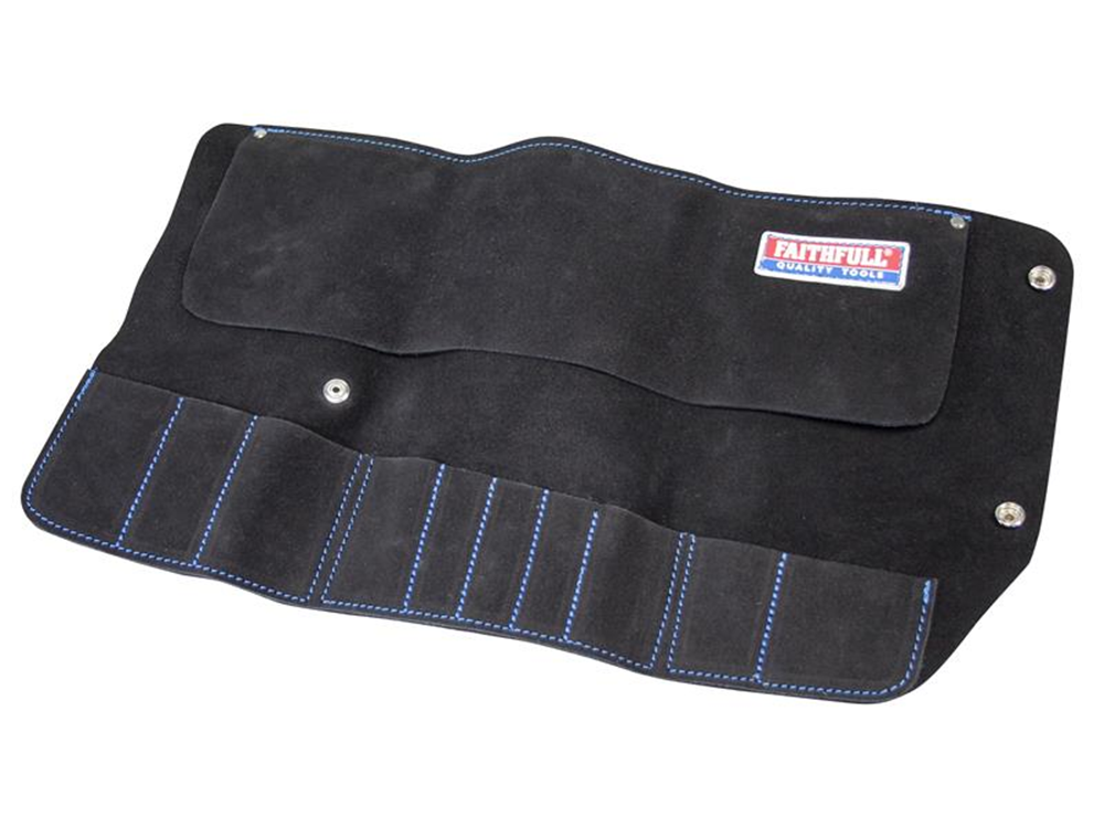 Faithfull FAILTR10B 10 Pocket Leather Tool Roll FAILTR10B |
