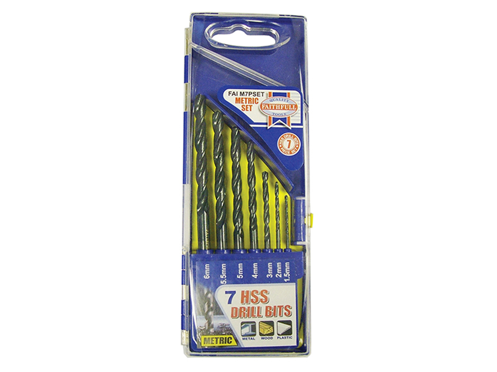 Faithfull FAIM7PSET HSS Drill Bit Set of 7 1.5 - 6.0mm |