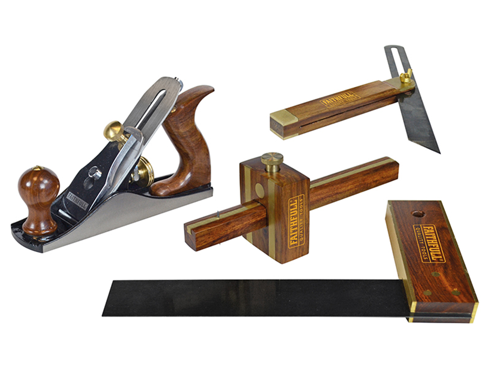 Faithfull FAIPLANEKIT Plane & Woodworking Set of 4 in Wooden Box |