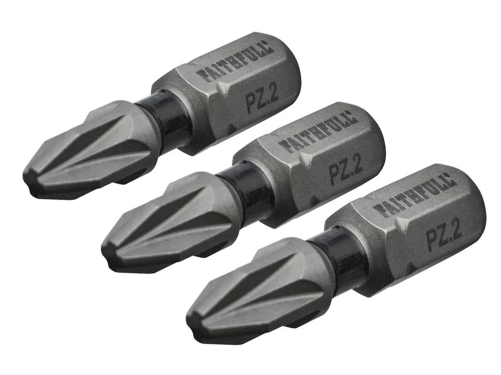 Faithfull FAISBPZ225IM Pozi Impact Screwdriver Bits PZ2 x 25mm (Pack 3) |