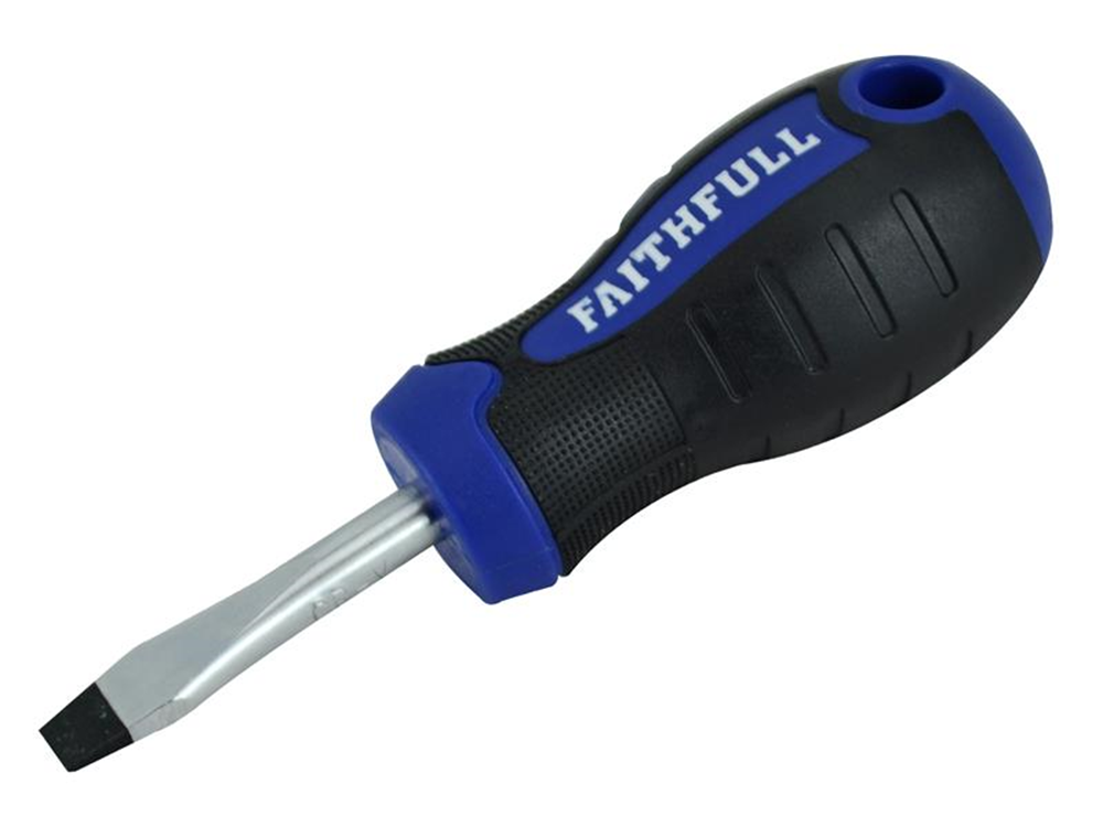 Faithfull FAISDFS Soft Grip Stubby Screwdriver Flared Slotted Tip 6.5 x 38mm |