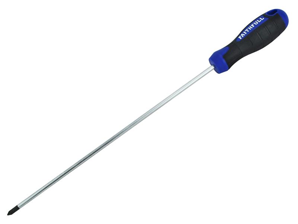 Faithfull FAISDPZ1L Soft Grip Screwdriver Pozidriv Tip PZ1 x 250mm Long Reach |