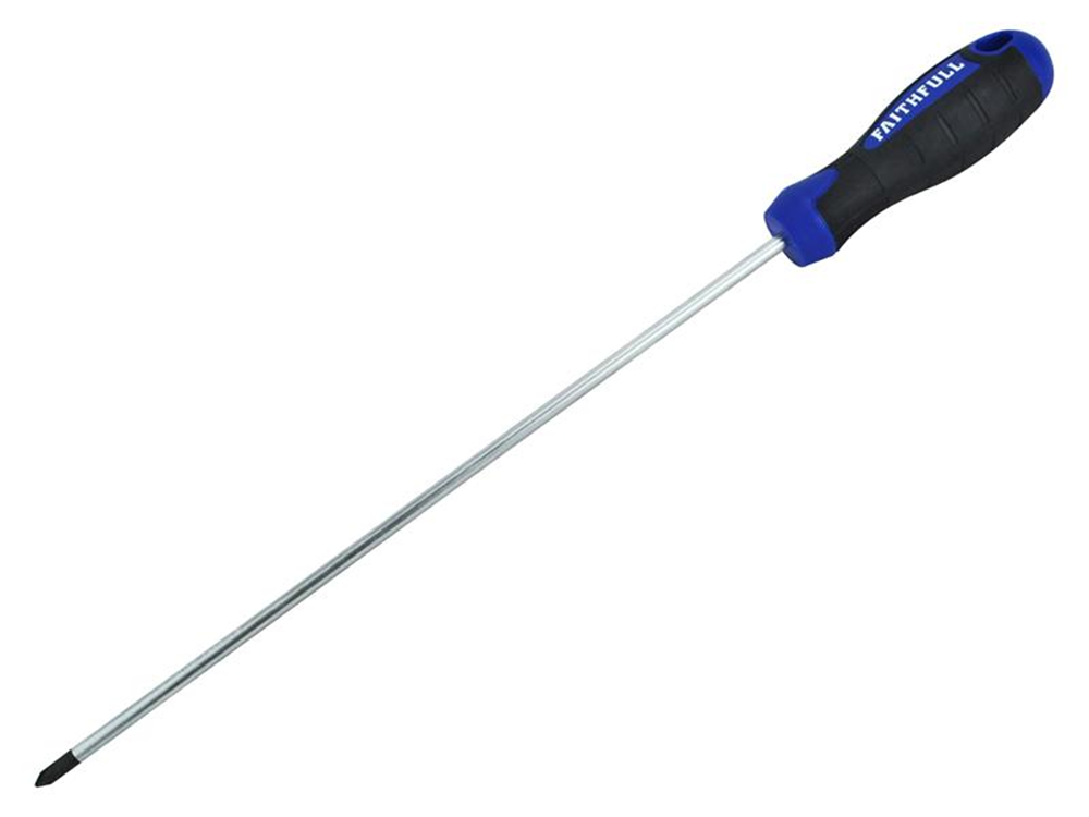 Faithfull FAISDPZ2L Soft Grip Screwdriver Pozidriv Tip PZ2 x 250mm Long Reach |