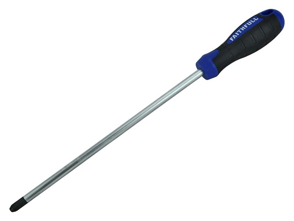 Faithfull FAISDPZ4L Soft Grip Screwdriver Pozidriv Tip PZ4 x 250mm Long Reach |