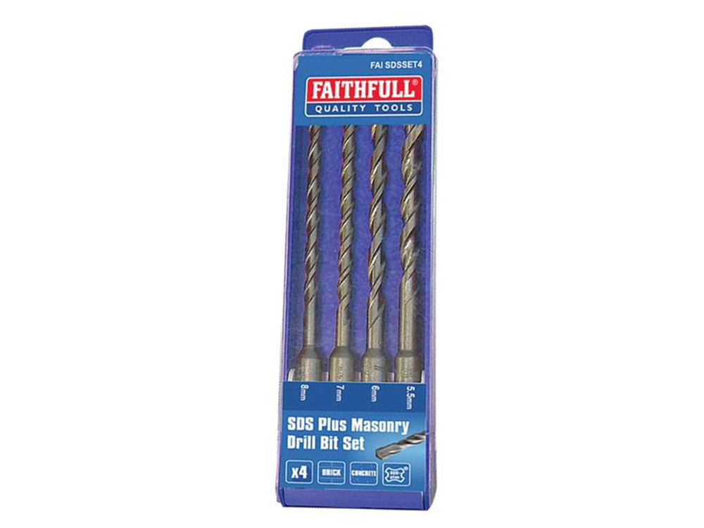 Faithfull FAISDSSET4 SDS Plus Drill Bit Set 4 Piece 5.5-8mm |
