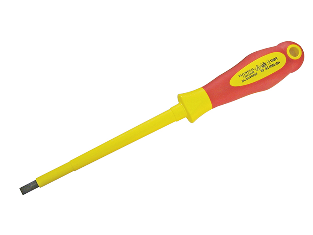 Faithfull FAISDVDE65 VDE Soft Grip Screwdriver Parallel Slotted Tip 6.5 x 150mm |