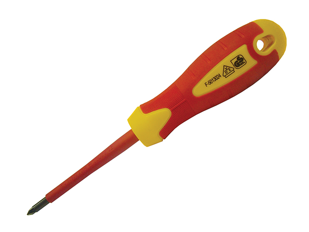 Faithfull FAISDVDEPZ2 VDE Soft Grip Screwdriver Pozi Tip PZ2 x 100mm |