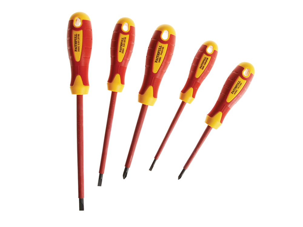 Faithfull FAISDVDESET5 VDE Soft Grip Screwdriver Set, 5 Piece |