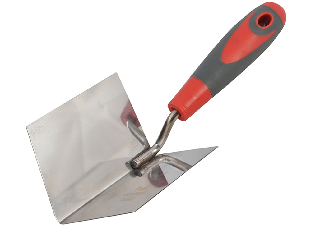 Faithfull FAISGTCINTSS Internal Corner Trowel Stainless Steel Soft Grip Handle 4 x 3 x 3in |