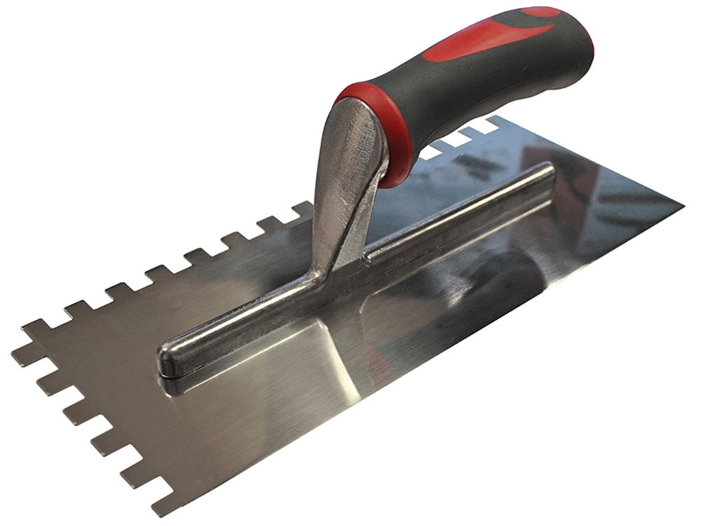 Faithfull FAISGTNOT10S Notched Trowel Serrated 10mm Stainless Steel Soft Grip Handle 13 x 4.1/2in |
