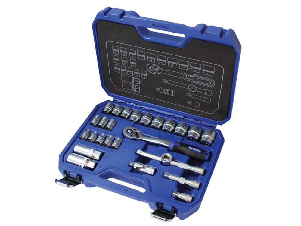 Faithfull FAISOC3826MN Socket Set of 26 Metric 3/8in Drive |