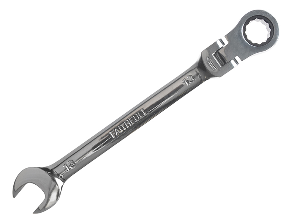 Faithfull FAISPARAT13 Ratchet Combination Spanner Flex Head CV 13mm |