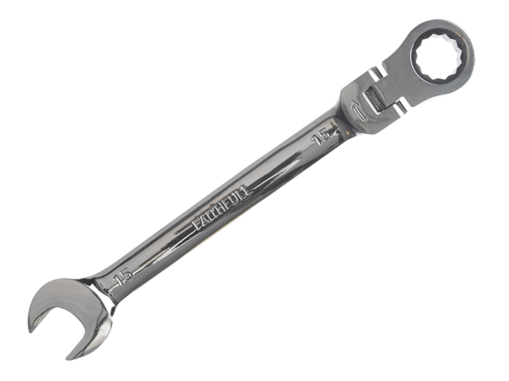 Faithfull FAISPARAT15 Ratchet Combination Spanner Flex Head CV 15mm |