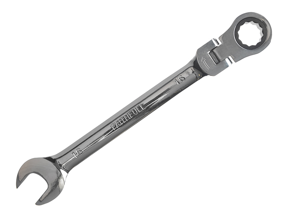 Faithfull FAISPARAT16 Ratchet Combination Spanner Flex Head CV 16mm |