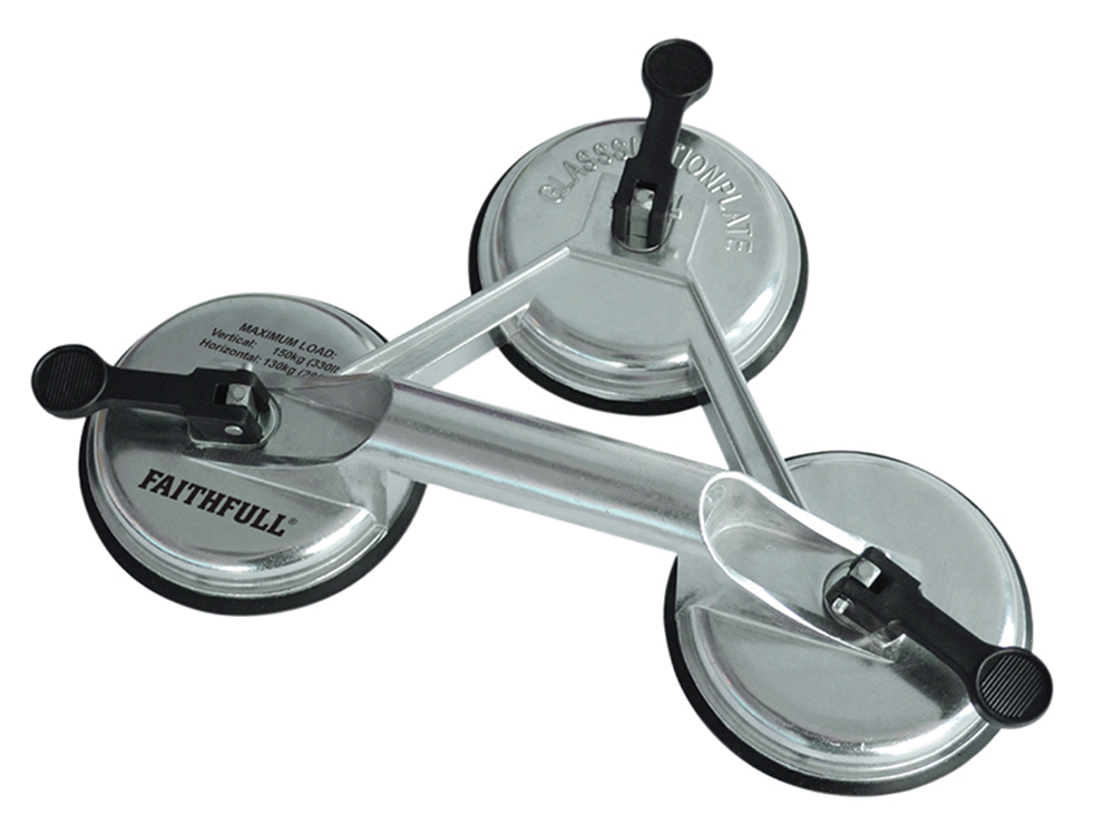 Faithfull FAISUCPAD3P Triple Pad Aluminium Pro Suction Lifter |