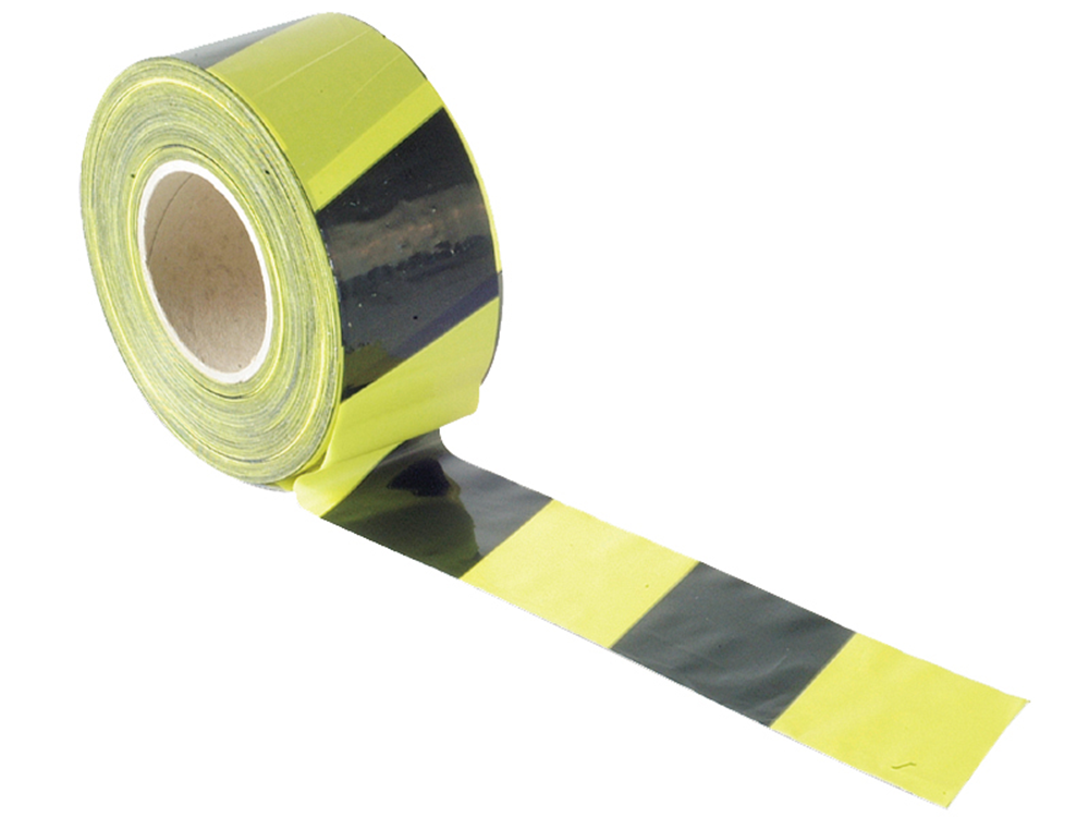 Faithfull FAITAPEBARBY Barrier Tape 70mm x 500m Black & Yellow | Black & Yellow