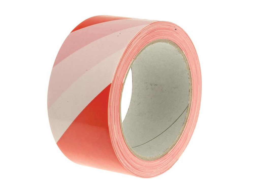 Faithfull FAITAPEHAZER Economy Self-Adhesive Hazard Tape Red/White 50mm x 33m | Red/White