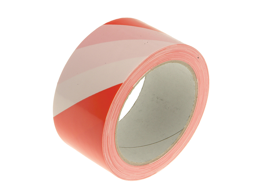 Faithfull FAITAPEHAZRW Professional Self-Adhesive Hazard Tape Red/White 50mm x 33m | Red/White